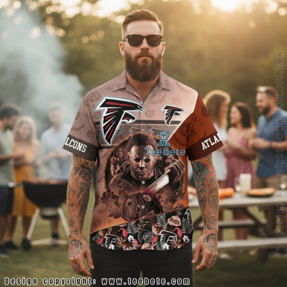 Atlanta Falcons Halloween Michael Myers Pumpkin Hawaiian Shirt