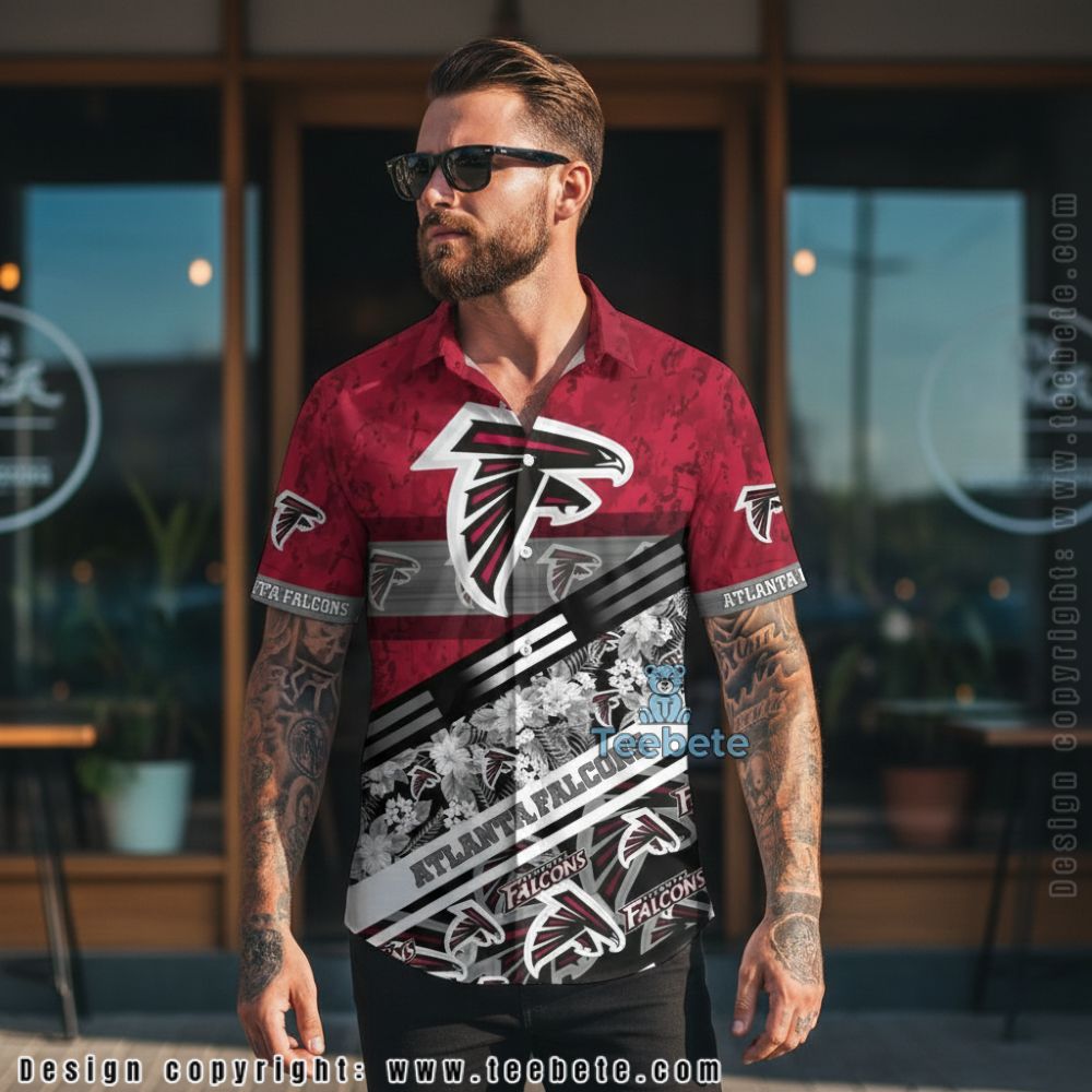 Atlanta Falcons Punisher Skull American Flag Pineapple Tropical Hawaiian Shirt