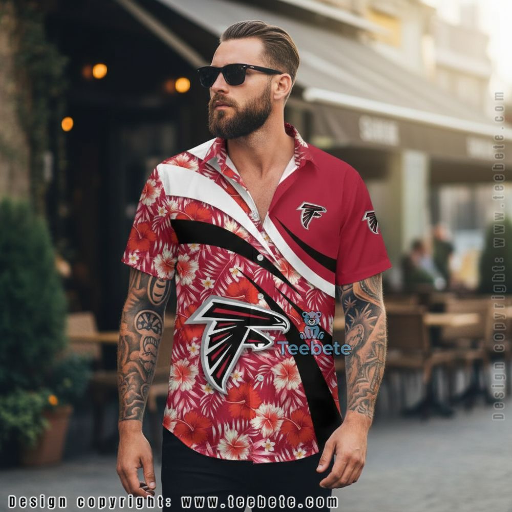 Atlanta Falcons Skull and Rose Vine Hawaiian Shirt