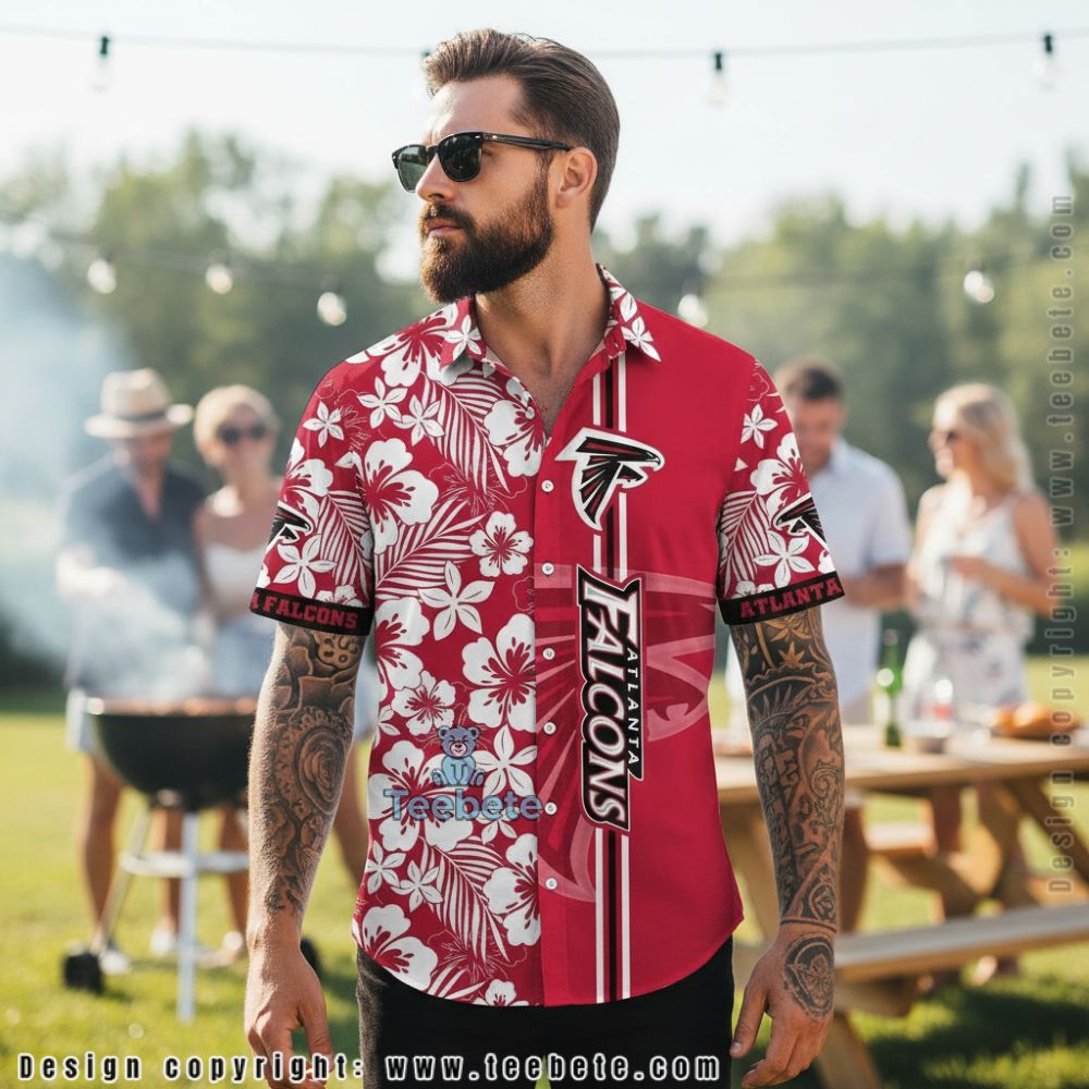 Atlanta Falcons Statue Of Liberty Tropical Palm Tree Hawaiian Shirt