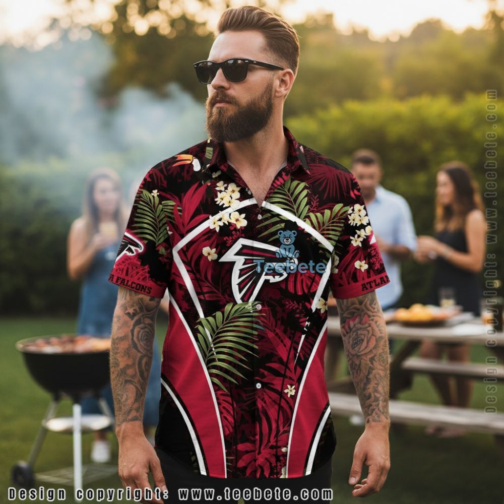 Atlanta Falcons US Flag and Red White Blue Independence Day Hawaiian Shirt