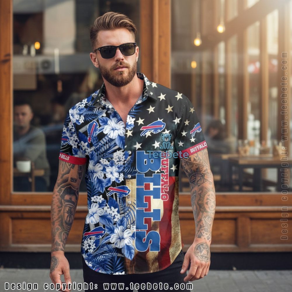 Buffalo Bills Blue and White Daisy Pattern Hawaiian Shirt