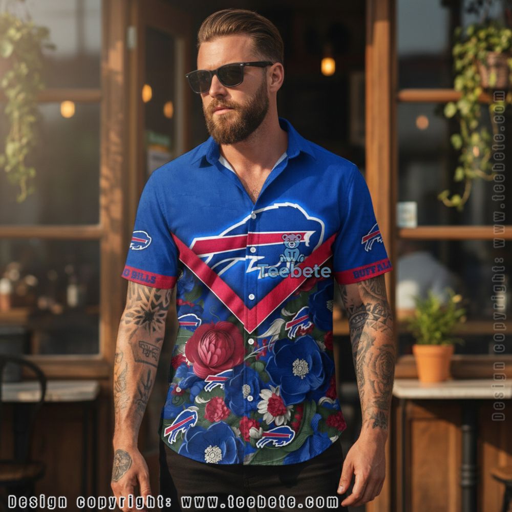 Buffalo Bills Logo Chevron Flower Hawaiian Shirt