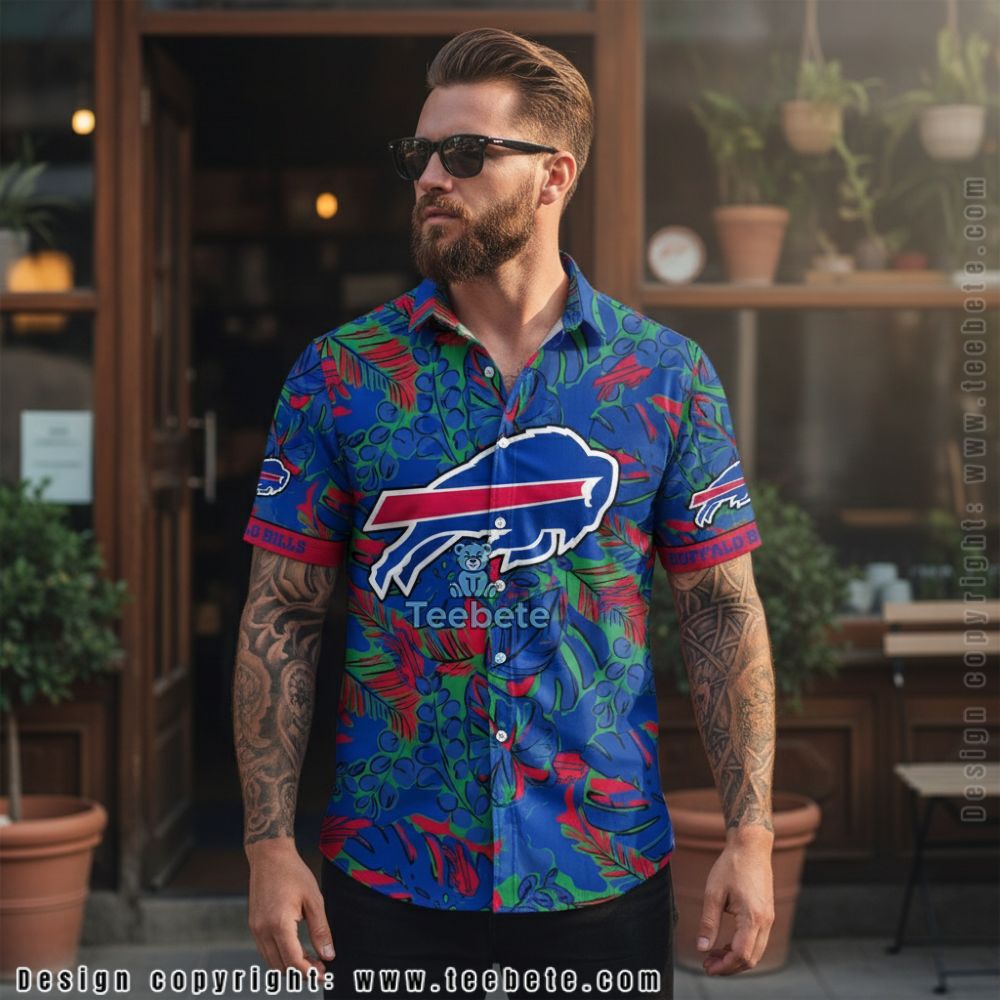Buffalo Bills Monstera Leaf Floral Hawaiian Shirt