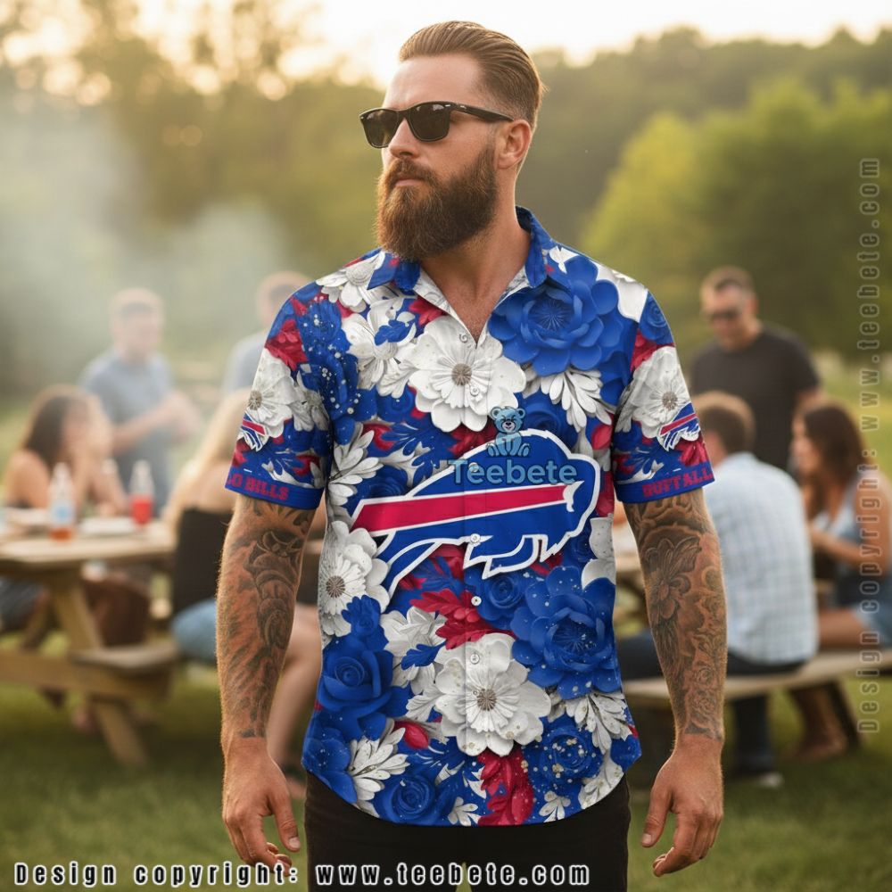 Buffalo Bills Peony Floral Pattern Hawaiian Shirt