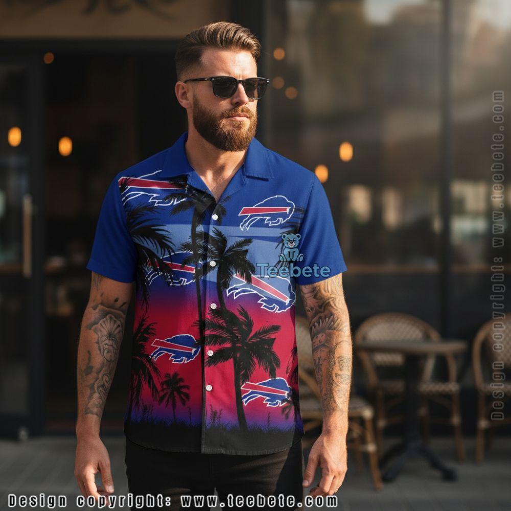 Buffalo Bills Personalized Name Sunset Palm Tree Hawaiian Shirt
