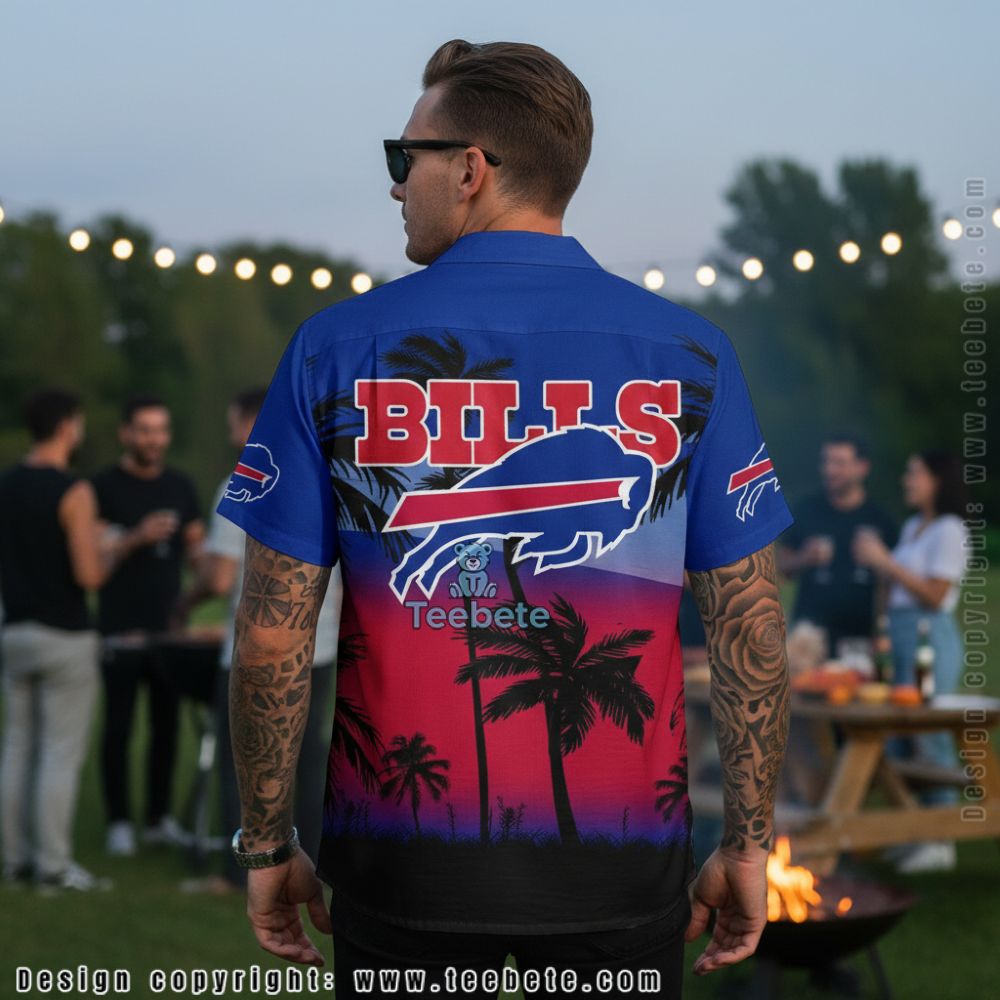 Buffalo Bills Personalized Name Sunset Palm Tree Hawaiian Shirt Version 2 Buffalo Bills Personalized Name Sunset Palm Tree Hawaiian Shirt Version 2