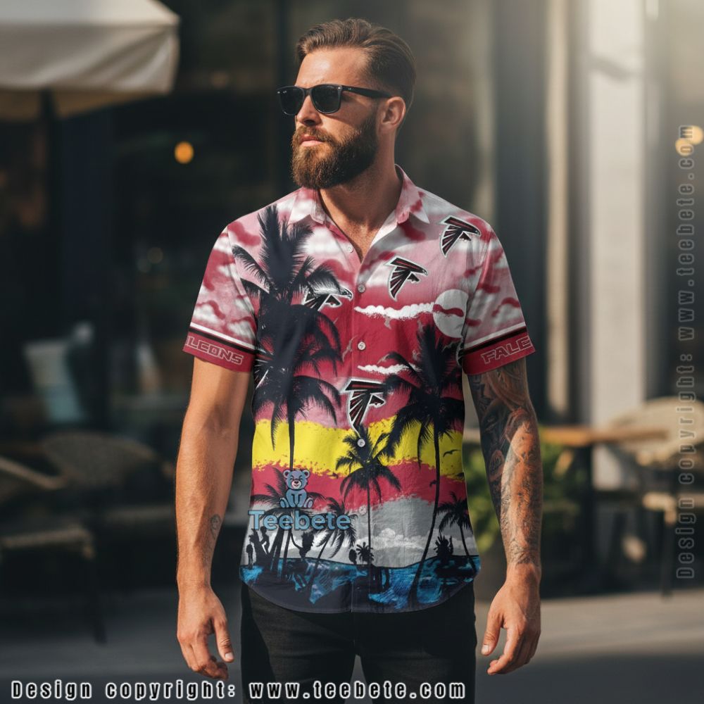 Atlanta Falcons US Flag and Red White Blue Independence Day Hawaiian Shirt