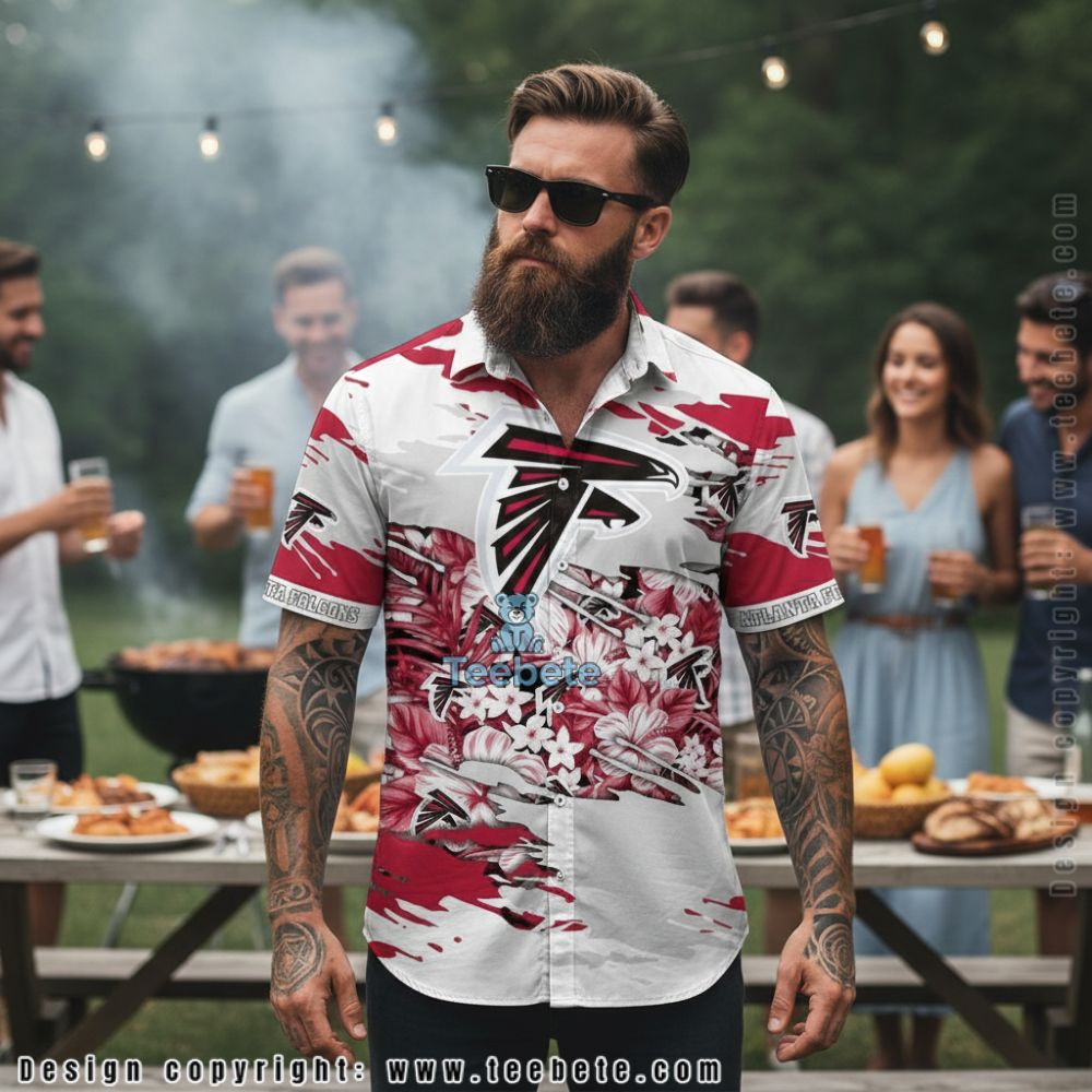 Customized Best Falcons Grandpa Ever Hibiscus Floral Hawaiian Shirt