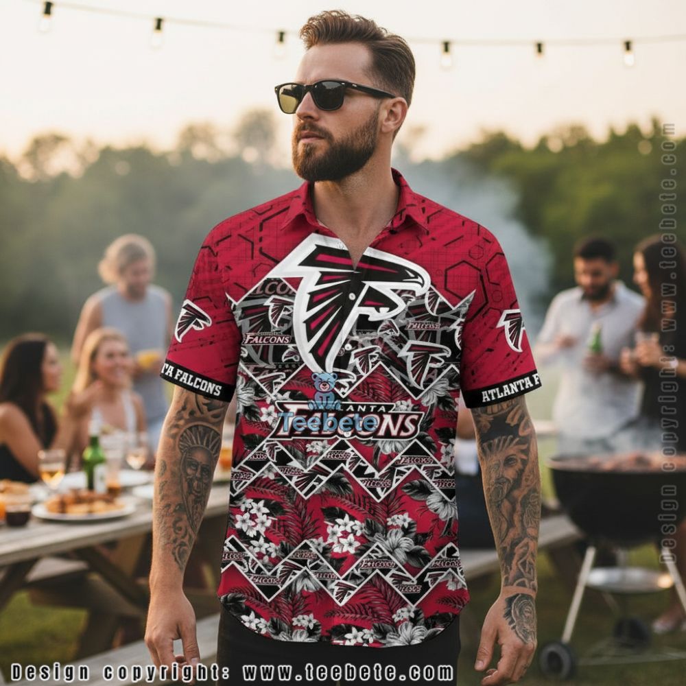 Personalized Atlanta Falcons Baby Groot Plumeria Tropical Hawaiian Shirt