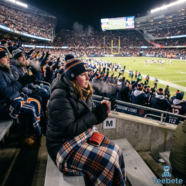 Football Fan Staying Warm In Cold Stadium Football Fan Staying Warm In Cold Stadium