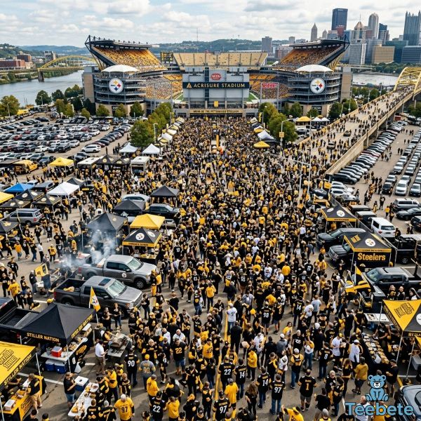 Massive Steelers Fan Crowd Outside Football Stadium