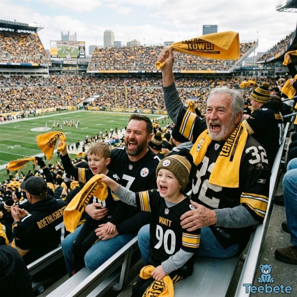 Multi Generation Steelers Fan Family Celebrating Game Day Together