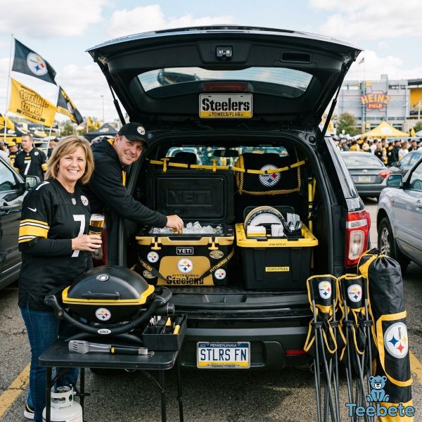 Organized Tailgating Gear Packed In Car Trunk Organized Tailgating Gear Packed In Car Trunk
