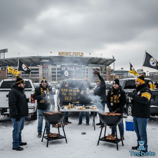 Pittsburgh Football Fans Tailgating In Winter Weather