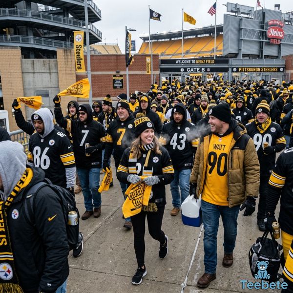 Pittsburgh Steelers Fans Entering Stadium Cold Weather