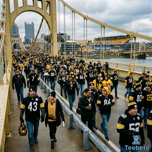 Pittsburgh Steelers Fans Walking To Stadium Game Day Morning