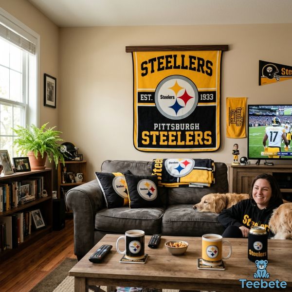 Steelers Fan Home Decor Cozy Living Room Setup