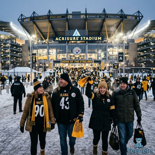 Steelers Fans Arriving At Cold Winter Stadium Game Steelers Fans Arriving At Cold Winter Stadium Game