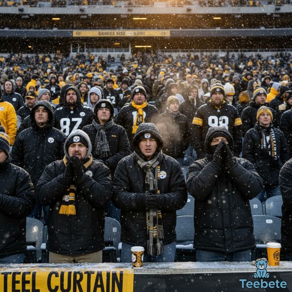 Steelers Fans Watching Cold Weather Football Game In Stadium