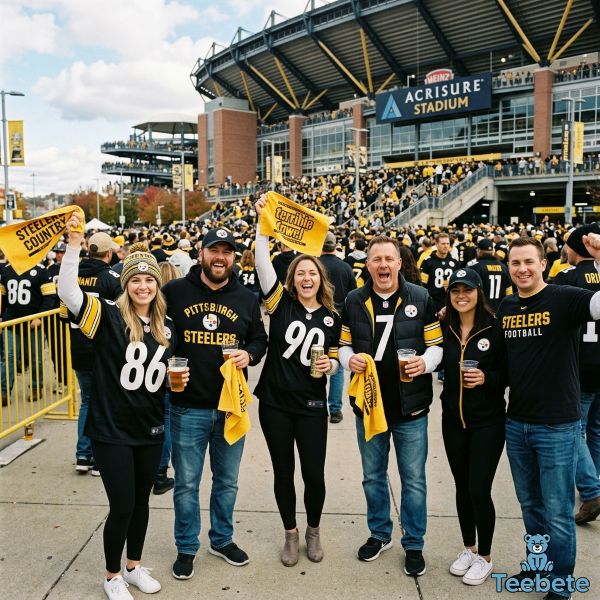 Steelers Fans Wearing Black And Gold At Stadium Game Day
