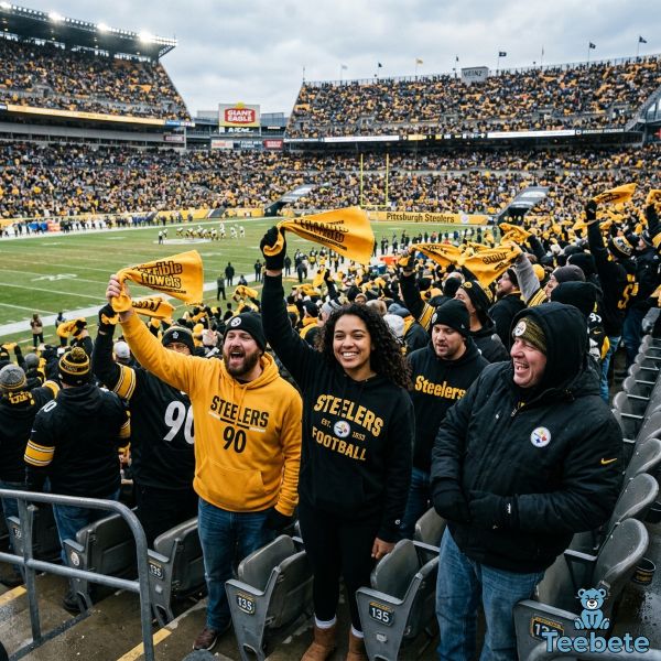 Steelers Fans Wearing Hoodies In Stadium Crowd Steelers Fans Wearing Hoodies In Stadium Crowd