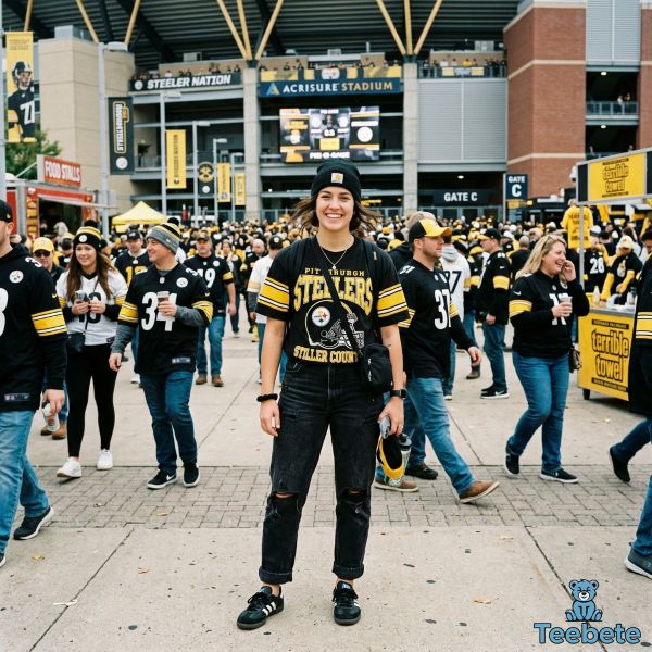 Steelers Graphic Fan Shirt Stadium Street Style Outfit Steelers Graphic Fan Shirt Stadium Street Style Outfit