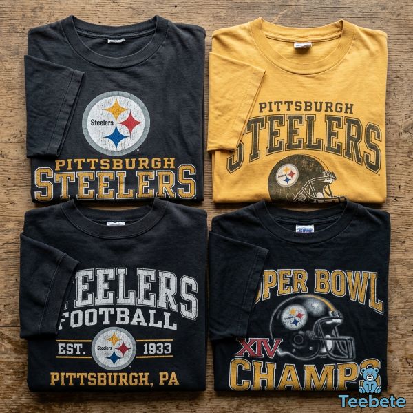 Vintage Steelers T Shirt And Crewneck Real Texture