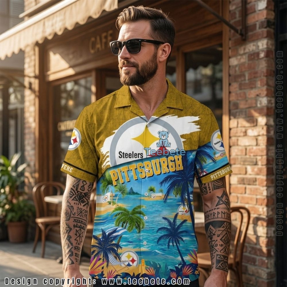 Custom Pittsburgh Steelers Palm Tree Tropical Beach Hawaiian Shirt
