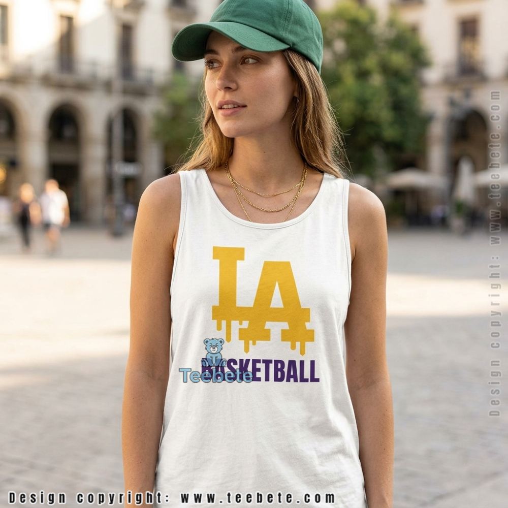 LA Basketball Drip Streetwear Purple Gold Modern Fan Tanktop LA Basketball Drip Streetwear Purple Gold Modern Fan Tanktop