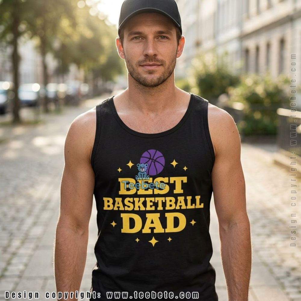 LA Basketball Fan Gift For Dad Birthday Purple Gold Tanktop LA Basketball Fan Gift For Dad Birthday Purple Gold Tanktop