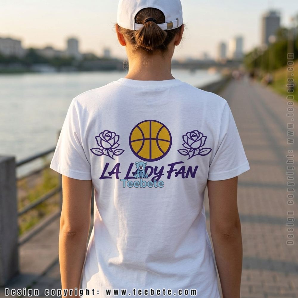 LA Basketball Fan Gift For Women Purple Gold Floral Shirt