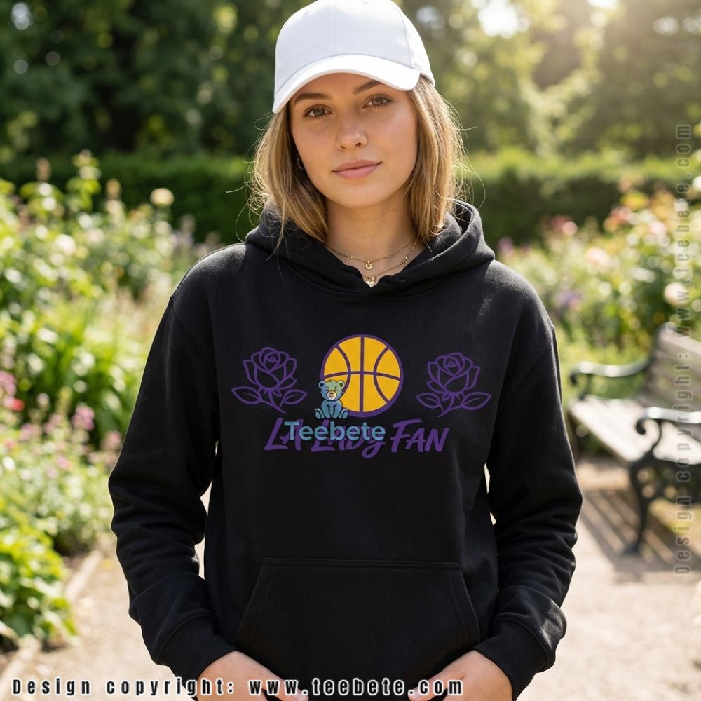 LA Basketball Fan Gift For Women Purple Gold Floral Hoodie LA Basketball Fan Gift For Women Purple Gold Floral Hoodie