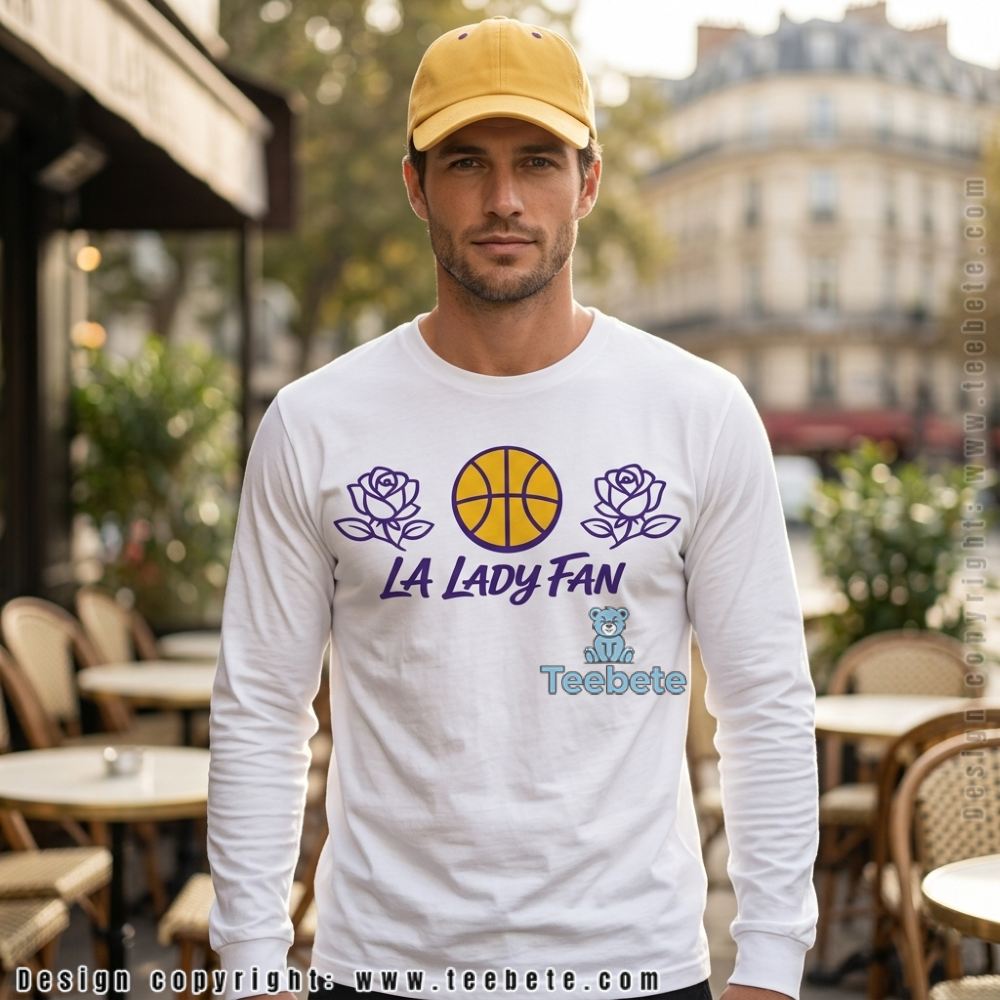 LA Basketball Fan Gift For Women Purple Gold Floral Long Sleeve LA Basketball Fan Gift For Women Purple Gold Floral Long Sleeve