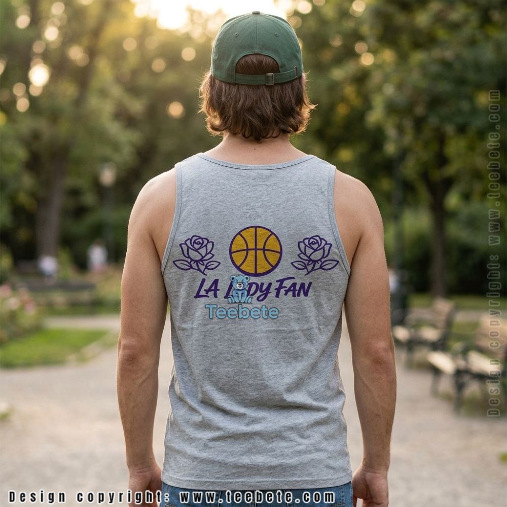 LA Basketball Fan Gift For Women Purple Gold Floral Tanktop LA Basketball Fan Gift For Women Purple Gold Floral Tanktop