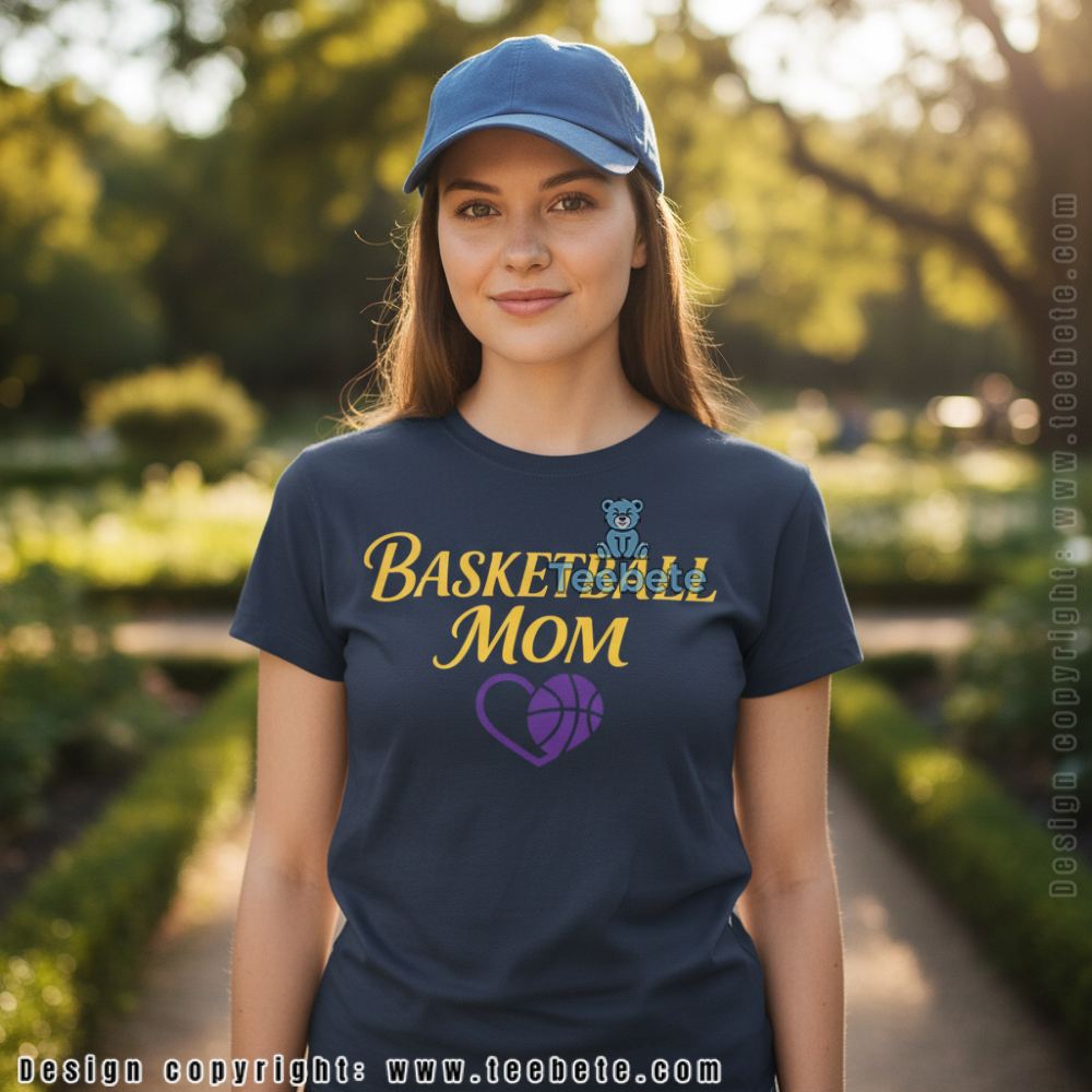 LA Basketball Mom Fan Gift Purple Gold Shirt