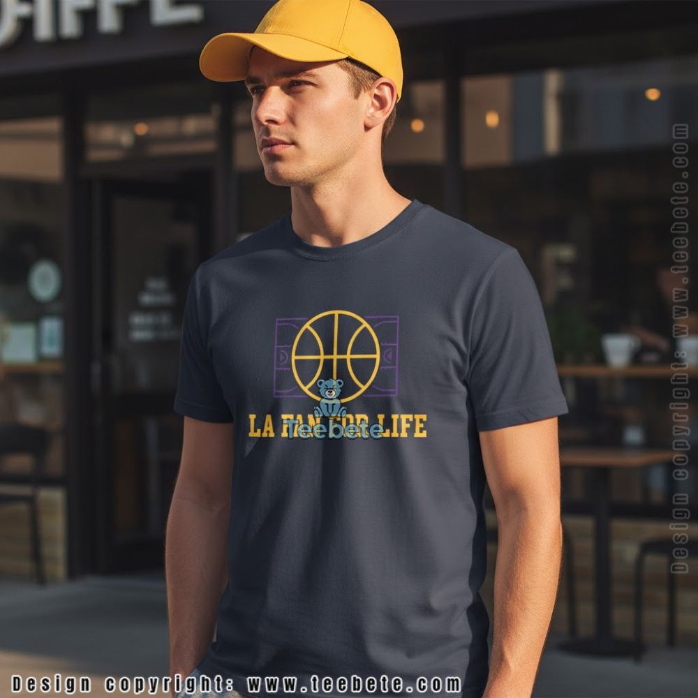 LA Basketball Purple Gold Graphic Fan Gift Shirt