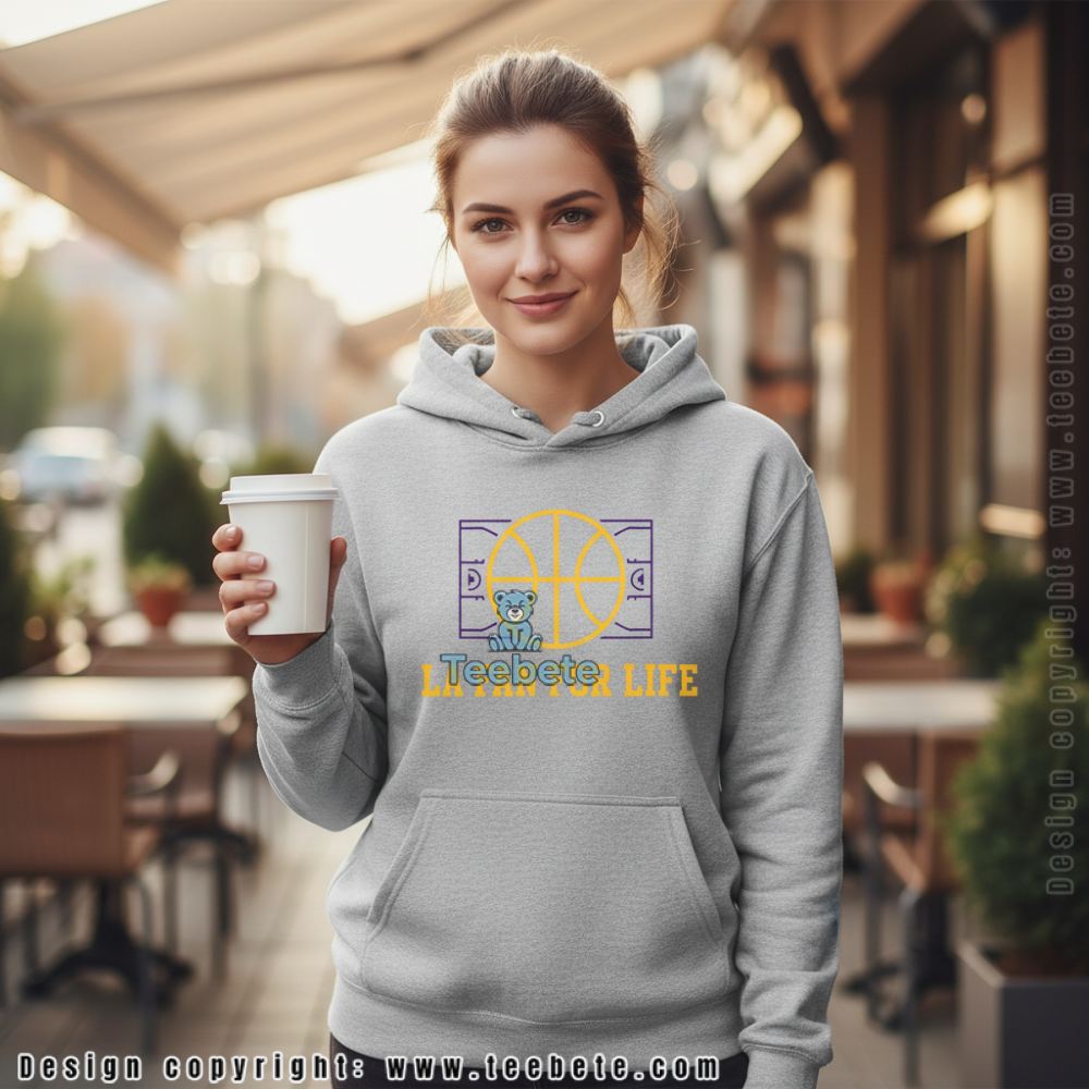 LA Basketball Purple Gold Graphic Fan Gift Hoodie LA Basketball Purple Gold Graphic Fan Gift Hoodie