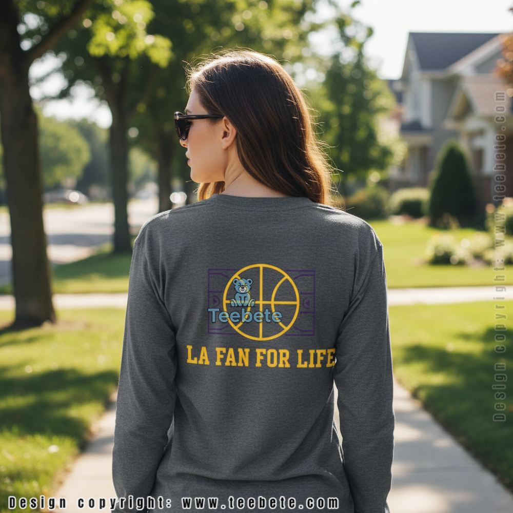 LA Basketball Purple Gold Graphic Fan Gift Long Sleeve LA Basketball Purple Gold Graphic Fan Gift Long Sleeve