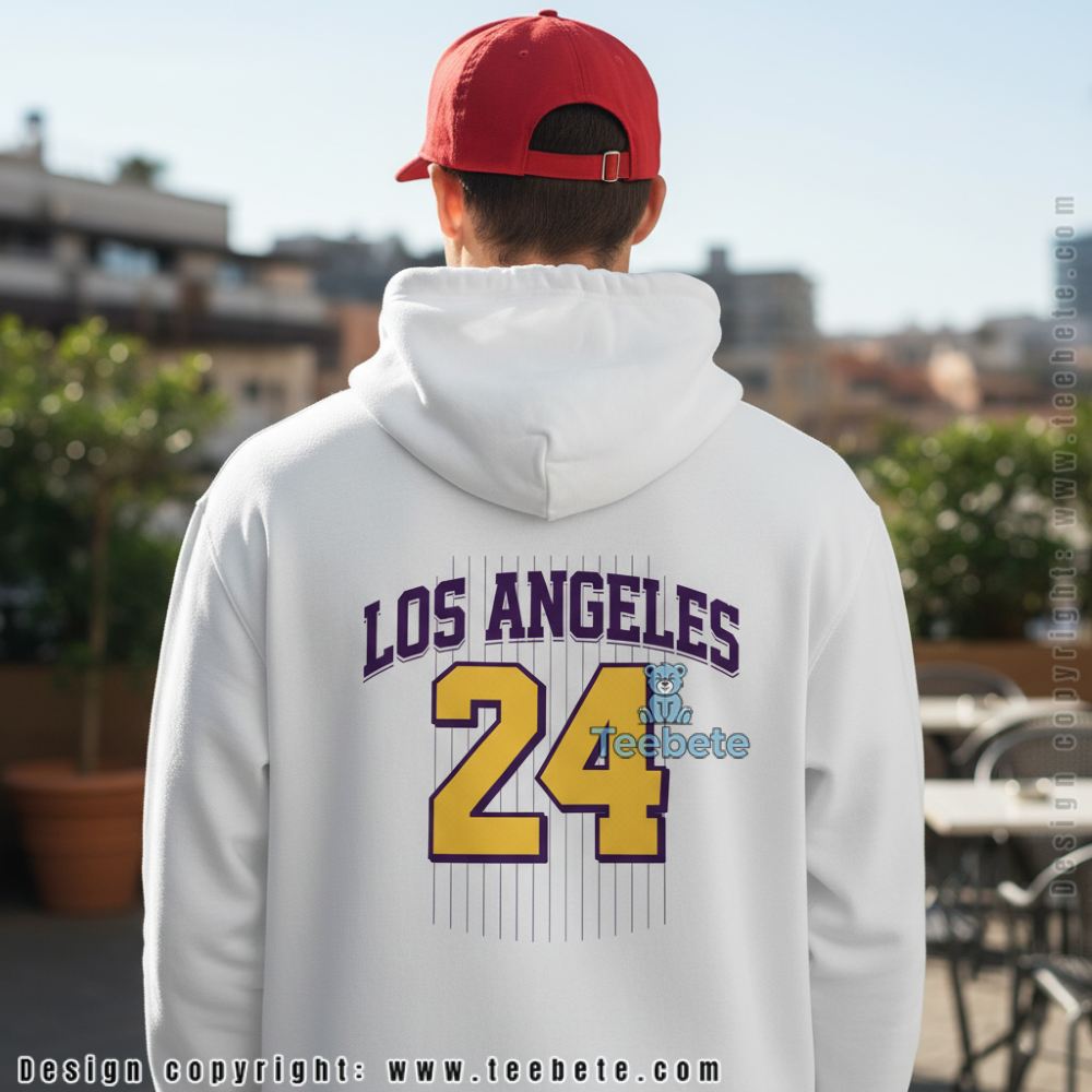 LA Basketball Purple Gold Vintage Pinstripe Jersey Style Hoodie LA Basketball Purple Gold Vintage Pinstripe Jersey Style Hoodie
