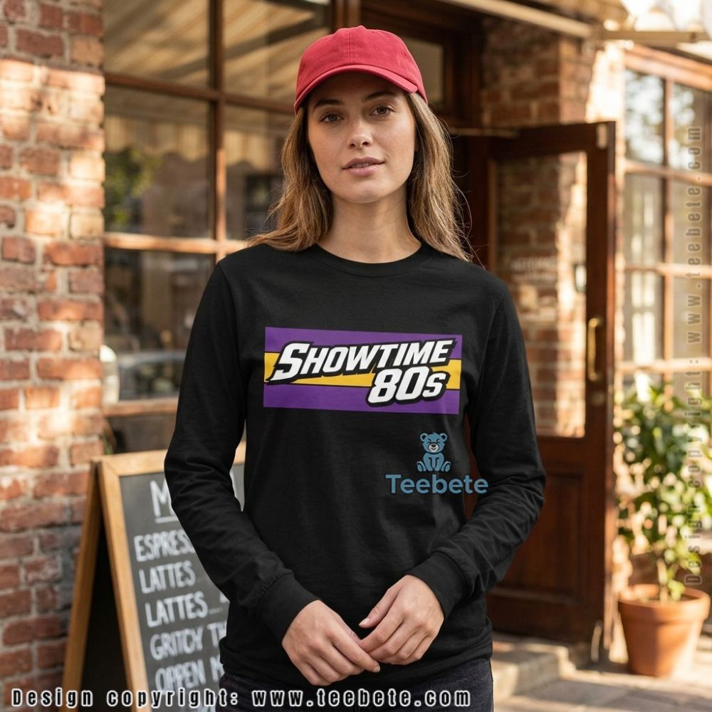 LA Basketball Showtime 80s Retro Purple Gold Fan Long Sleeve LA Basketball Showtime 80s Retro Purple Gold Fan Long Sleeve