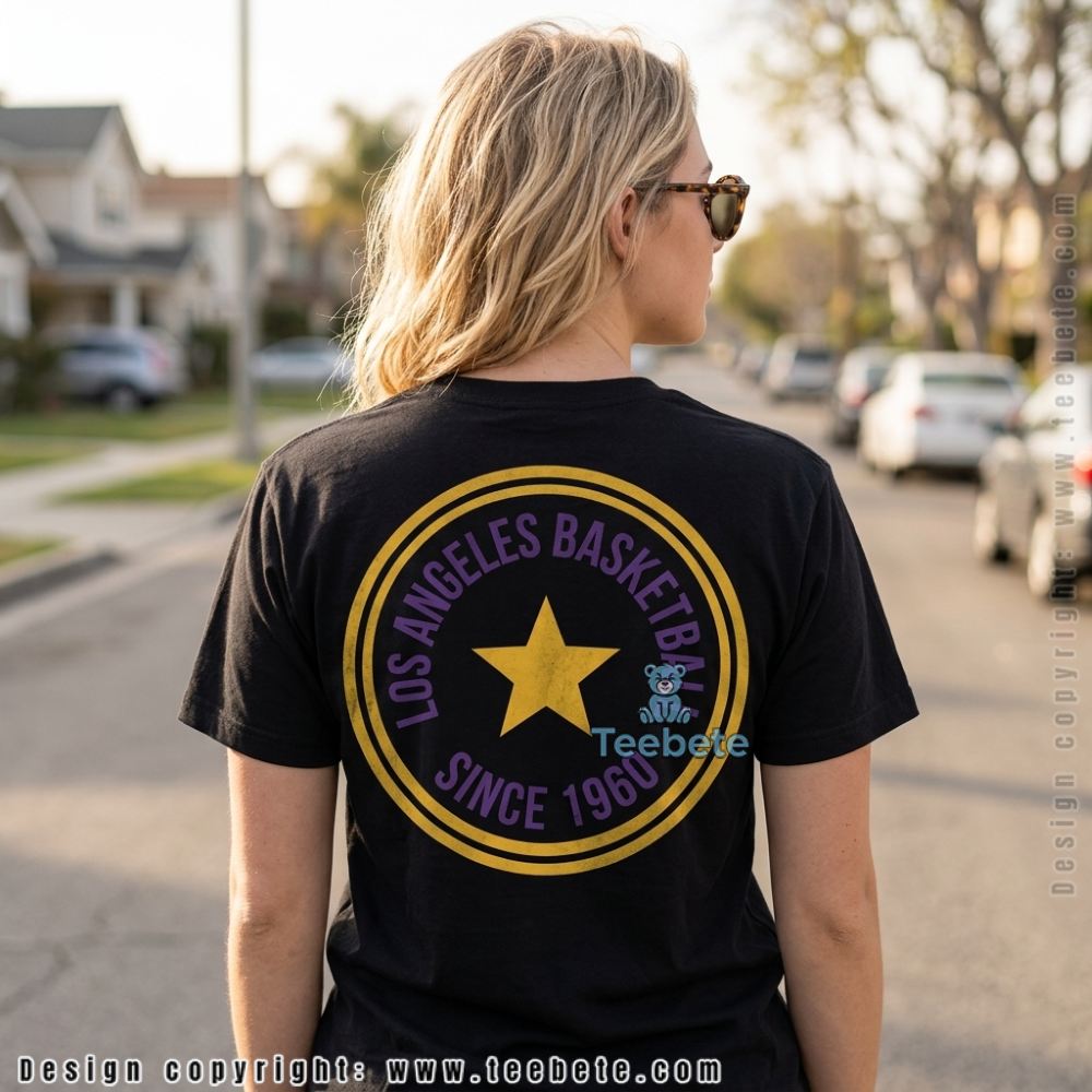LA Basketball Since 1960 Purple Gold Vintage Badge Shirt