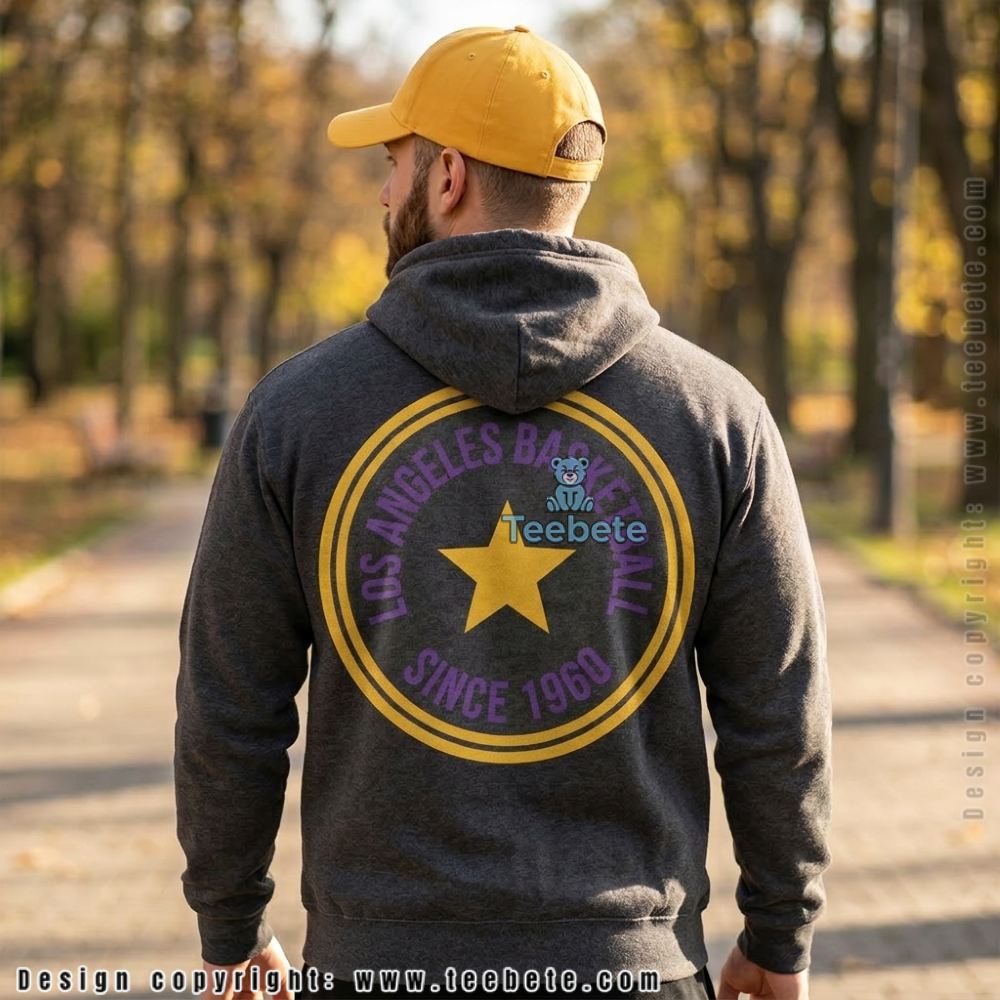 LA Basketball Since 1960 Purple Gold Vintage Badge Hoodie LA Basketball Since 1960 Purple Gold Vintage Badge Hoodie
