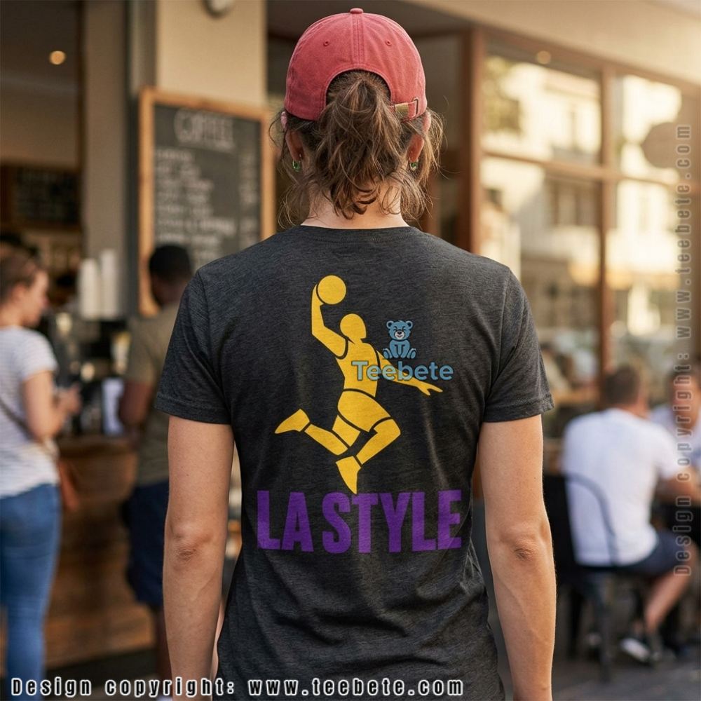 LA Basketball Slam Dunk Purple Gold Streetwear Shirt