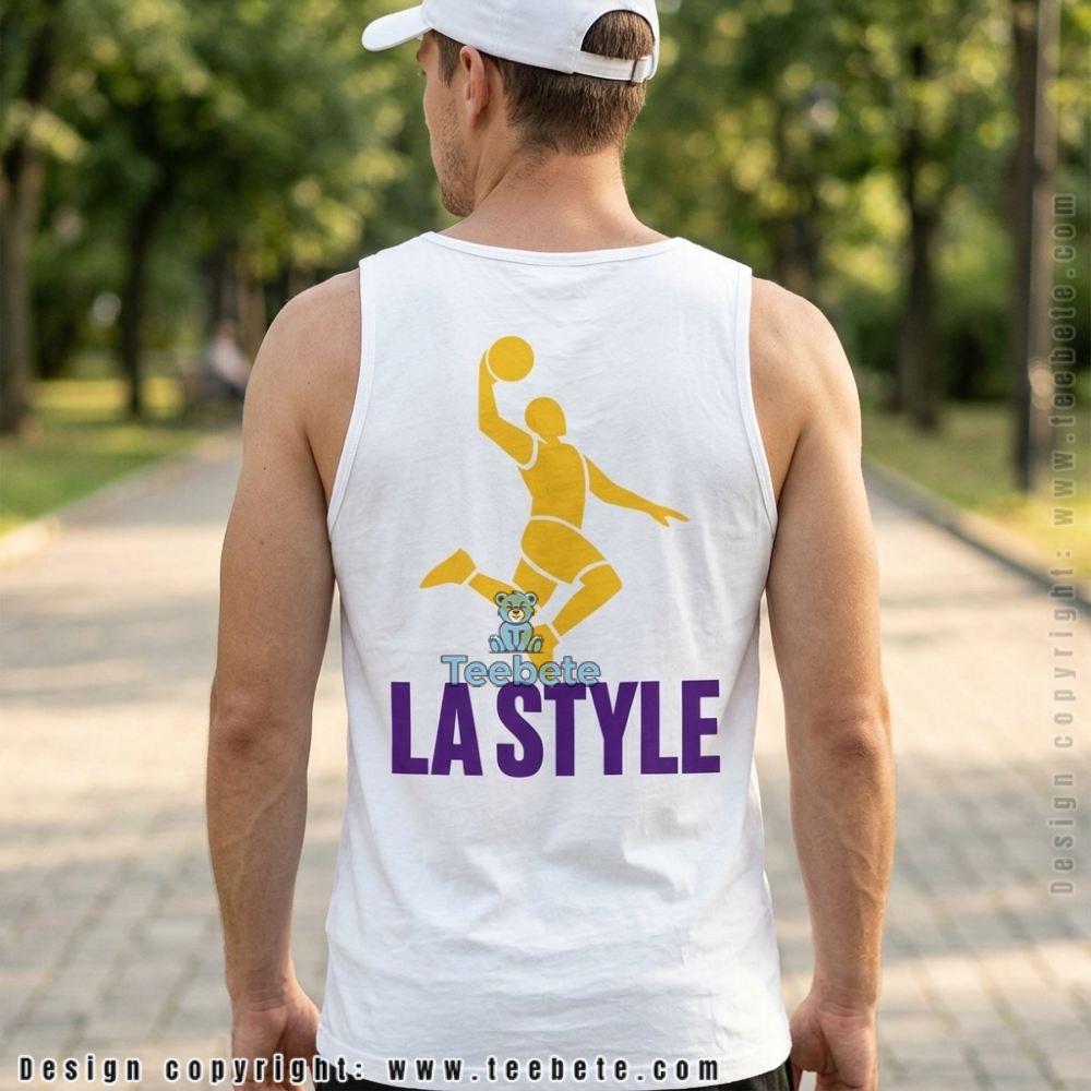 LA Basketball Slam Dunk Purple Gold Streetwear Tanktop LA Basketball Slam Dunk Purple Gold Streetwear Tanktop