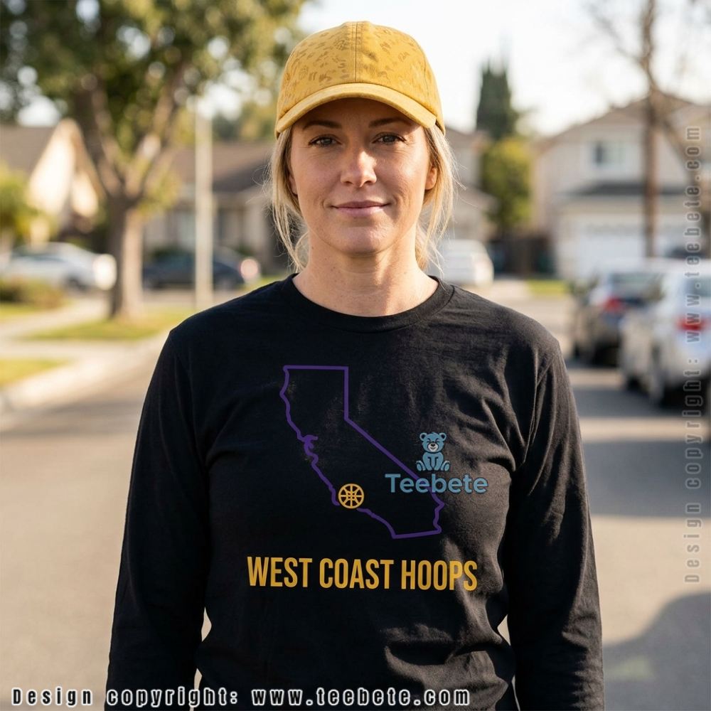 LA Basketball West Coast California Pride Purple Gold Long Sleeve LA Basketball West Coast California Pride Purple Gold Long Sleeve