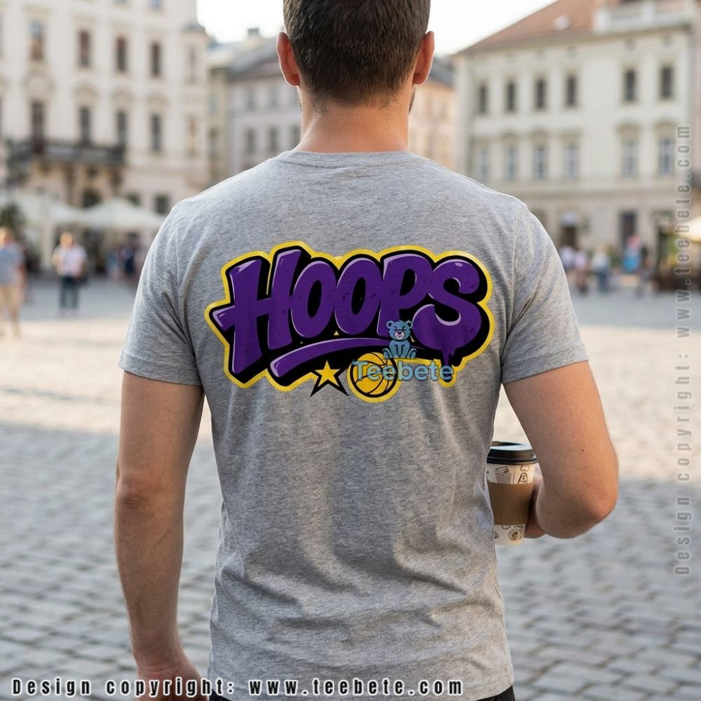 LA Hoops Purple Gold Street Art Graffiti Basketball Shirt