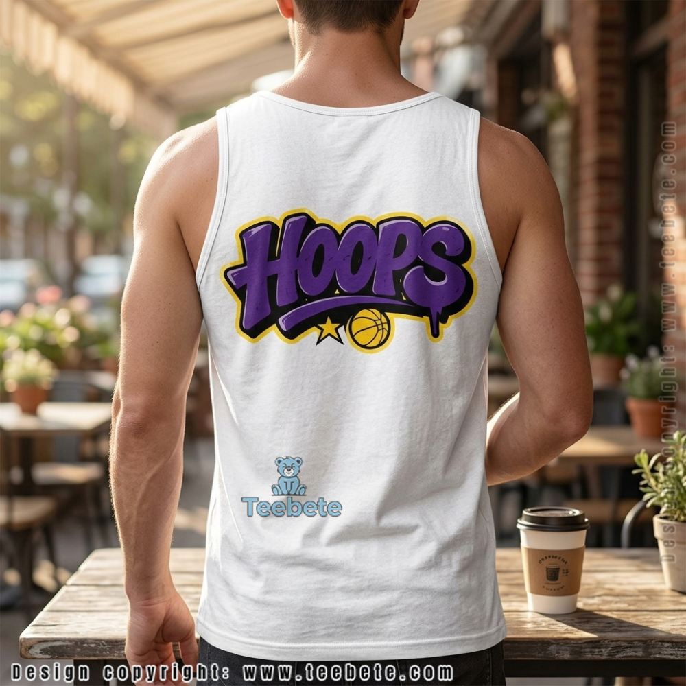 LA Hoops Purple Gold Street Art Graffiti Basketball Tanktop LA Hoops Purple Gold Street Art Graffiti Basketball Tanktop