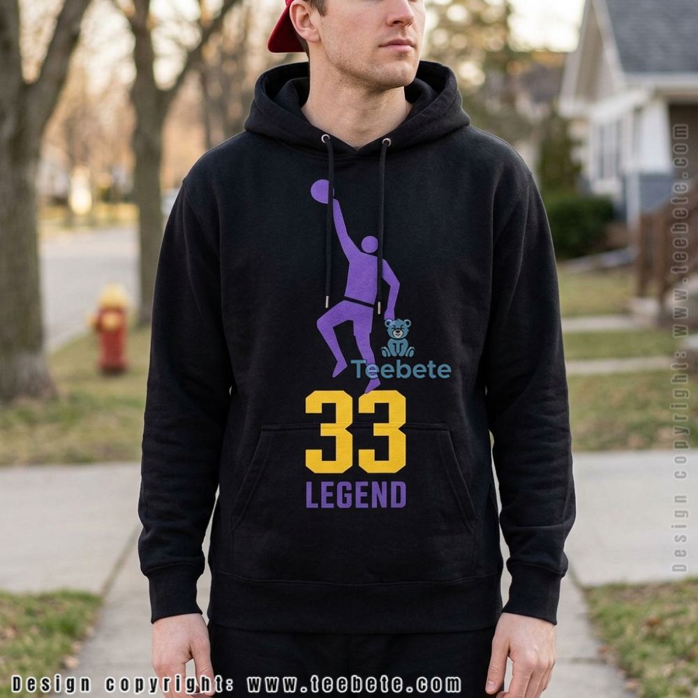 Number 33 Kareem Skyhook LA Basketball Tribute Hoodie Number 33 Kareem Skyhook LA Basketball Tribute Hoodie