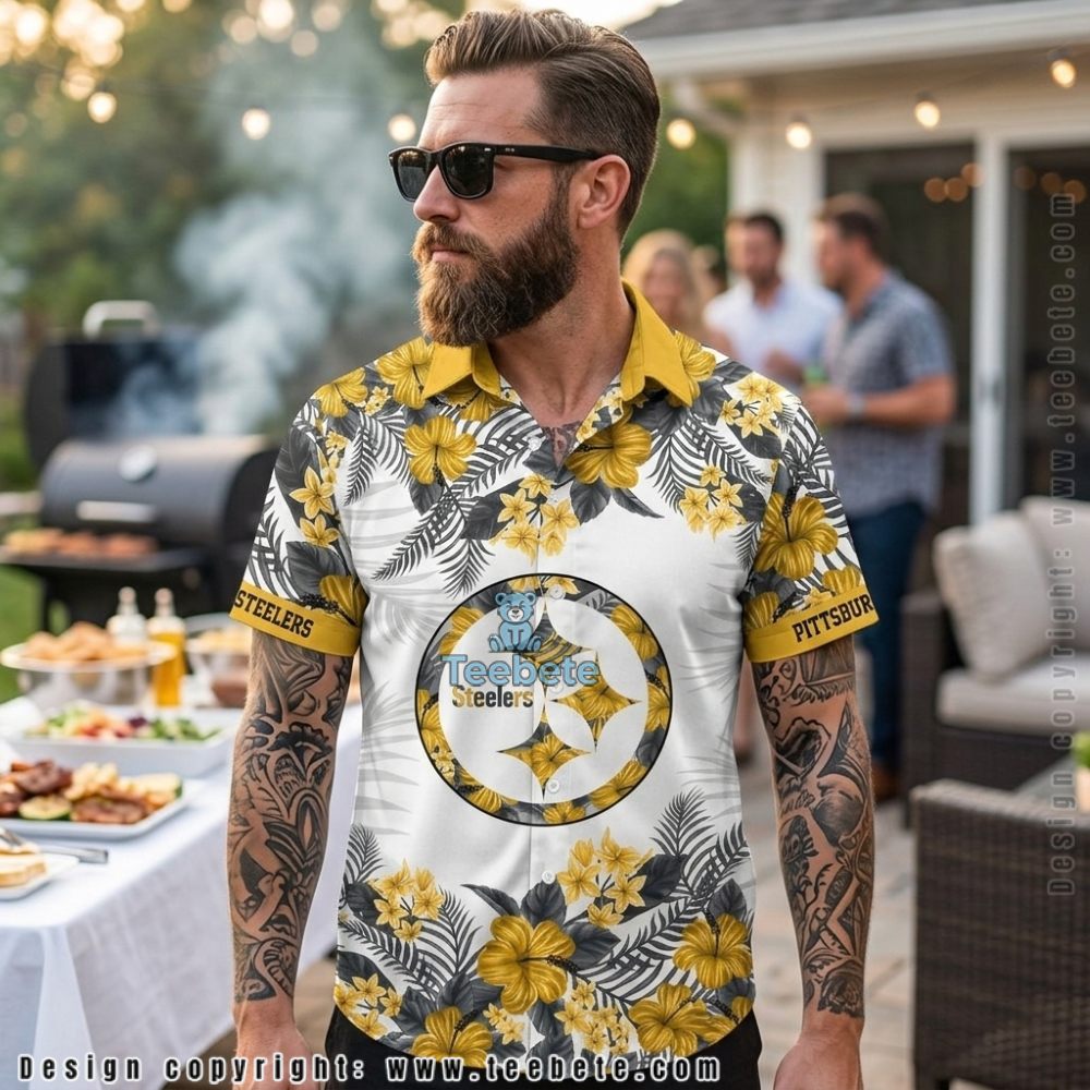 Personalized Pittsburgh Steelers Yellow Hibiscus Flower Hawaiian Shirt